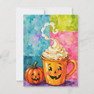 Postal Latte de especias de calabaza de Halloween