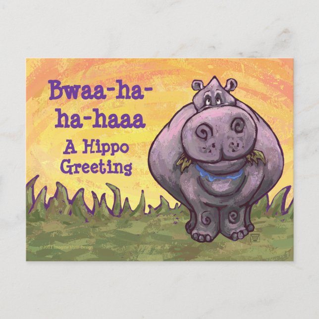 Postal Laughing Hippo Art (Anverso)