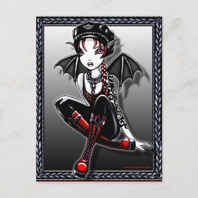 Postal Laura Bat Winged Biker Fae (Anverso)