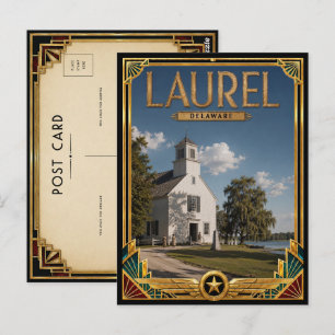 Postal Laurel Delaware Arte Deco Vintage Edad Dorada