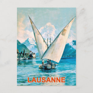 Postal Lausana, lago de Ginebra, Suiza, viajes antiguos