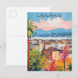 Postal Lausana Suiza Viajes Ciudad Arte Estético