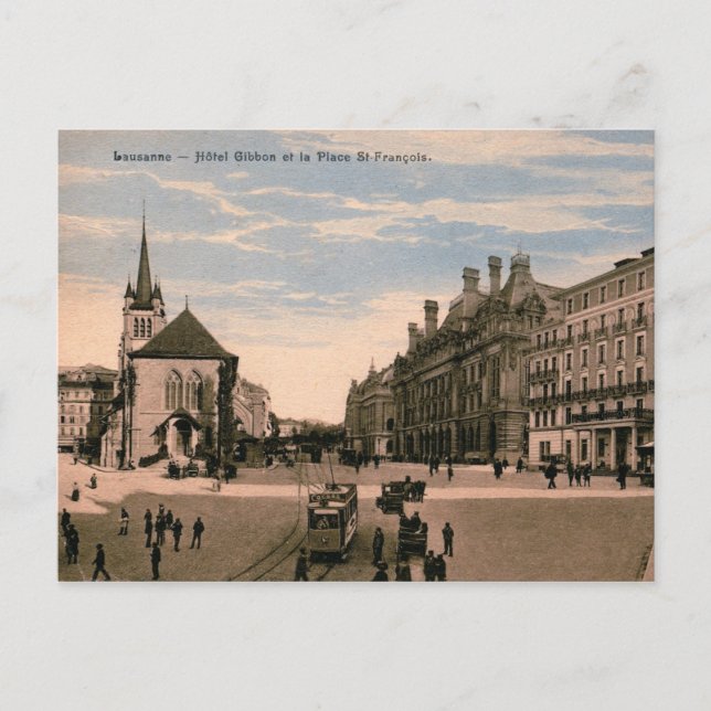 Postal Lausanne, Suiza, View, 1914 Vintage (Anverso)