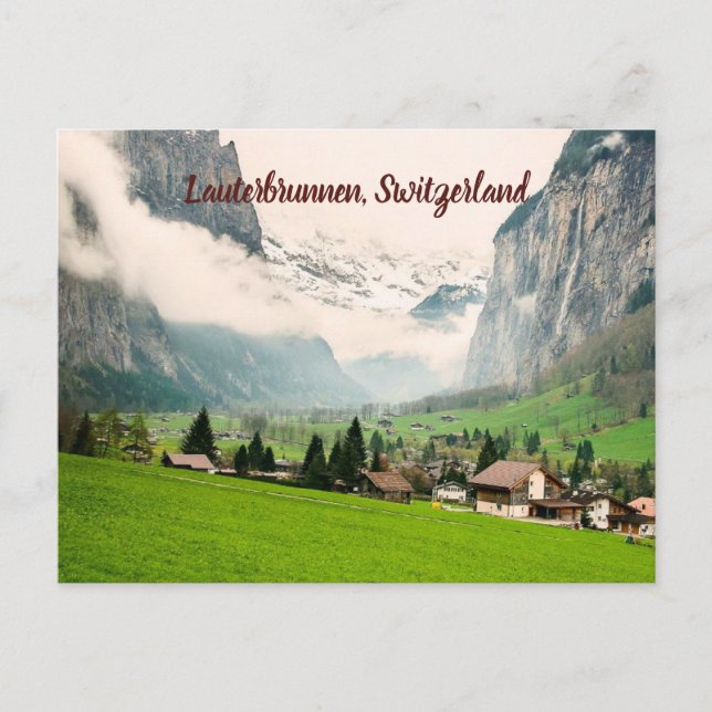 Postal Lauterbrunnen Suiza estilizado (Anverso)