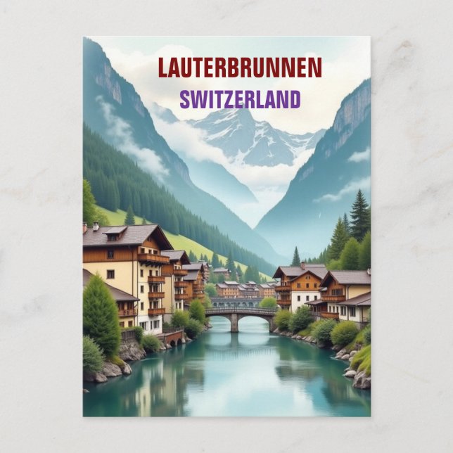 Postal Lauterbrunnen Suiza Viajes de arte (Anverso)