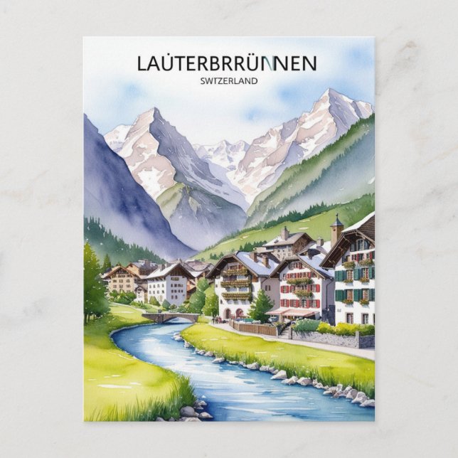 Postal Lauterbrunnen Suiza Viajes de arte (Anverso)