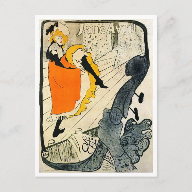 Postal Lautrec: Jane Avril bailando el Can-Can (Anverso)