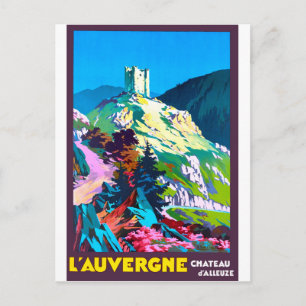 Postal L'auvergne, castillo de Alleuze, Francia, añada