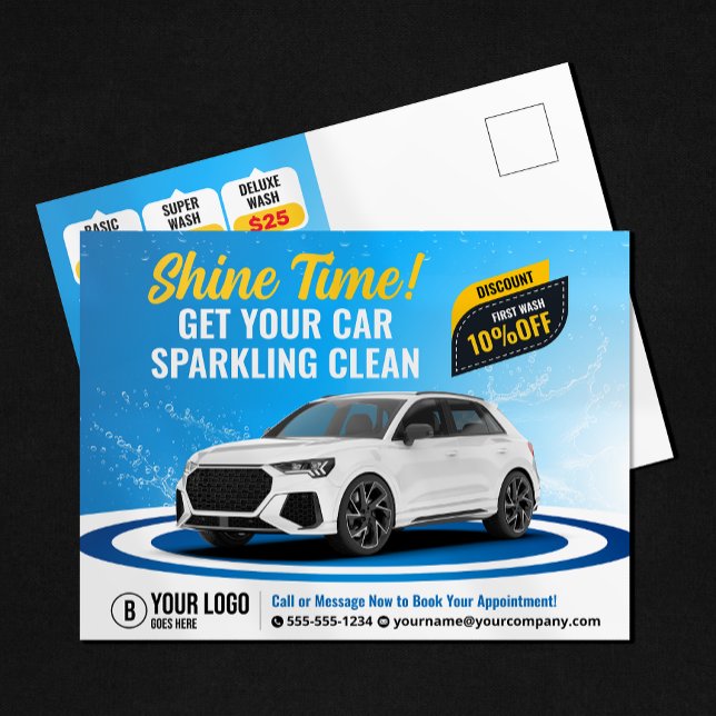 Postal Lavado de Coche Azul Detallado Automático Limpieza (Subido por el creador)