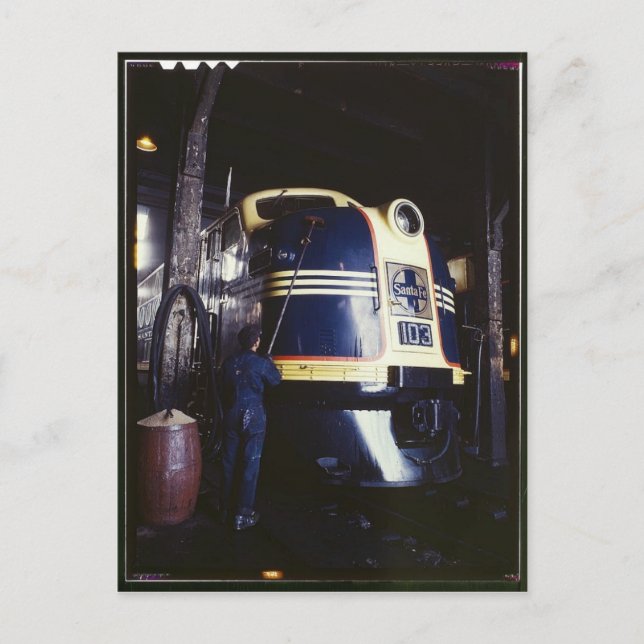 Postal Lavado de locomotoras 1939 (Anverso)