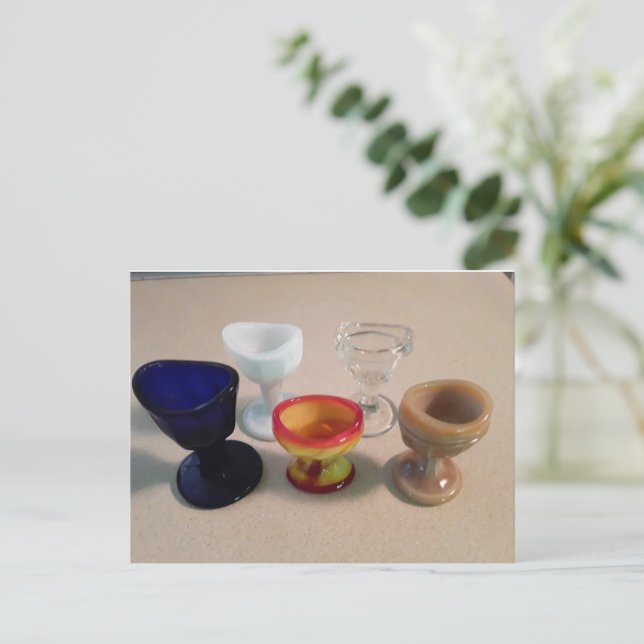 Postal lavado de ojos con botellas antiguas (Anverso de pie)