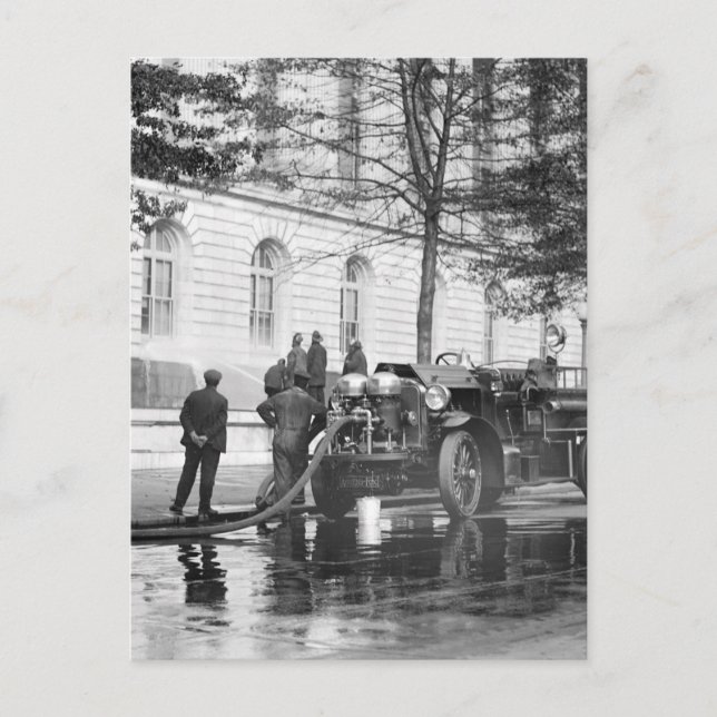 Postal Lavado eléctrico de camiones de bomberos, 1923 (Anverso)