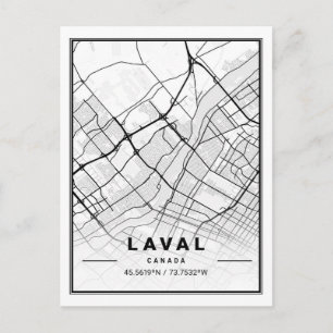 Postal Laval Quebec Mapa de la ciudad de viaje de Canadá
