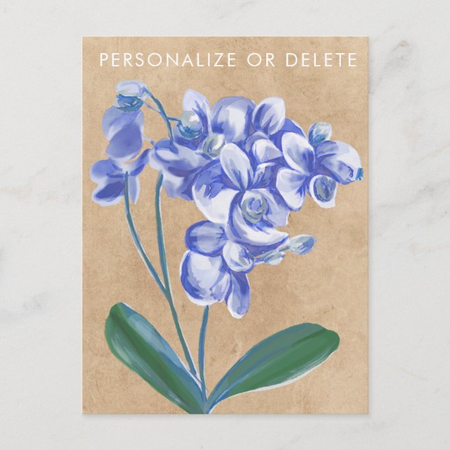 Postal Lavanda Orquídea Agua Arte Floral Personalizado (Anverso)
