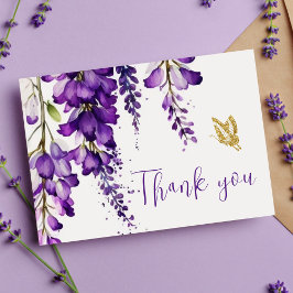 Postal Lavanda Purple Floral Boho Boda Gracias
