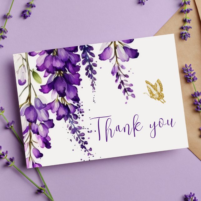 Postal Lavanda Purple Floral Boho Boda Gracias (Subido por el creador)