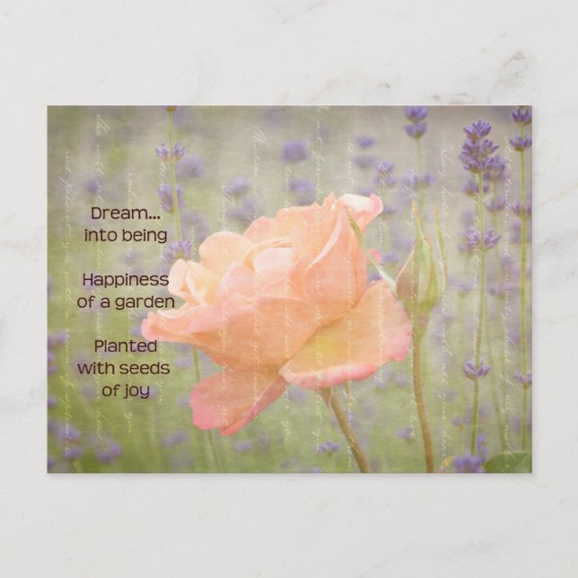 Postal Lavanda romántica y Rosa (Anverso)