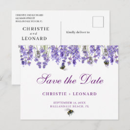 Postal Lavander Simple Elegante salva la fecha