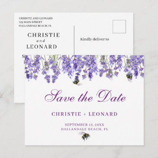 Postal Lavander Simple Elegante salva la fecha