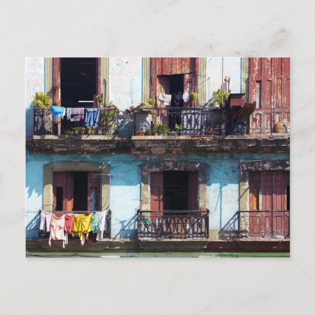 Postal Lavandería en balcones, Paseo del Prado, Cuba (Anverso)
