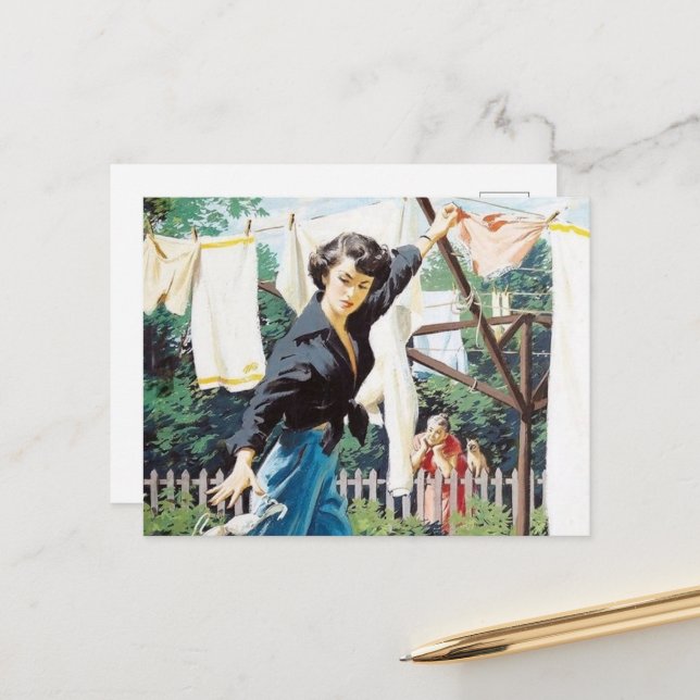 Postal lavandería retro vintage (Anverso/Reverso In Situ)