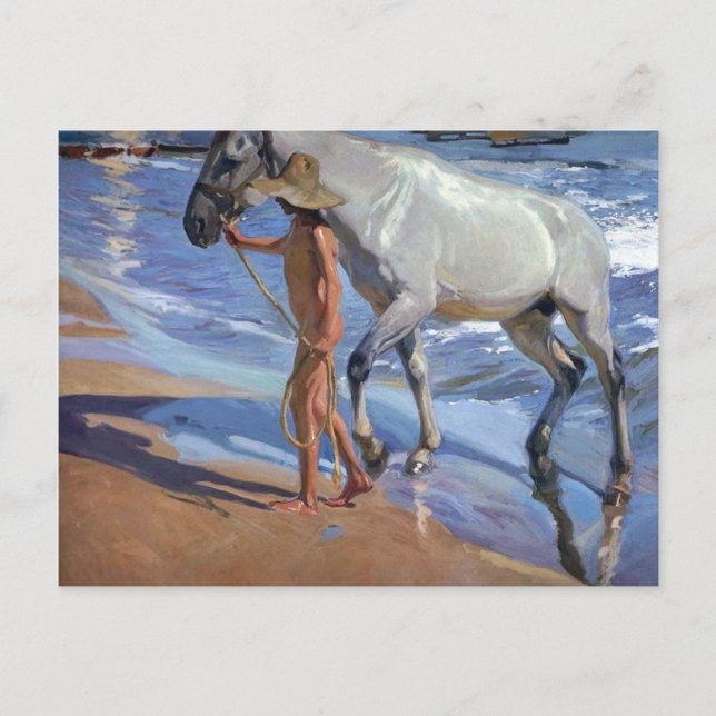 Postal Lavando el caballo (Anverso)