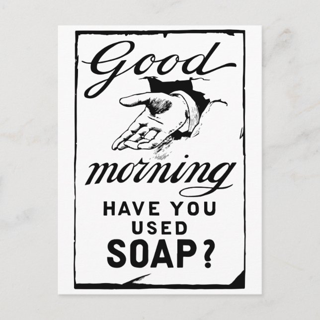Postal lavar sus manos - higiene retro y (Anverso)