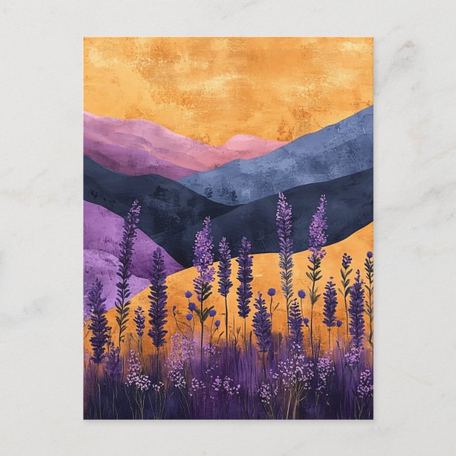 Postal Lavendel vor Berglandschaft (Anverso)