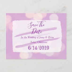 Postal Lavender Bokeh Wedding Save the Date
