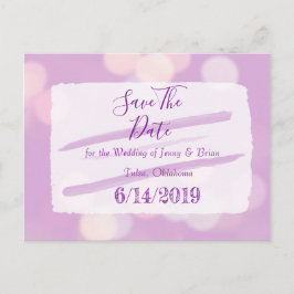 Postal Lavender Bokeh Wedding Save the Date