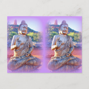 Postal lavender buddhas meditando