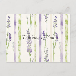 Postal Lavender Green Stripes Floral Thinking of You