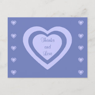 Postal Lavender Hearts Cornflower Blue Boda Gracias