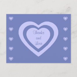 Postal Lavender Hearts Cornflower Blue Boda Gracias