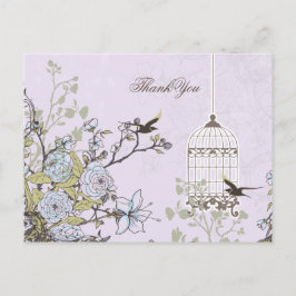 Postal Lavender Lilac boda de aves de corral vintage
