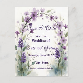 Postal Lavender & Lilac Floral Arch Save the Date