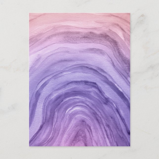 Postal Lavender Purple Abstract Agate Watercolor Art (Anverso)
