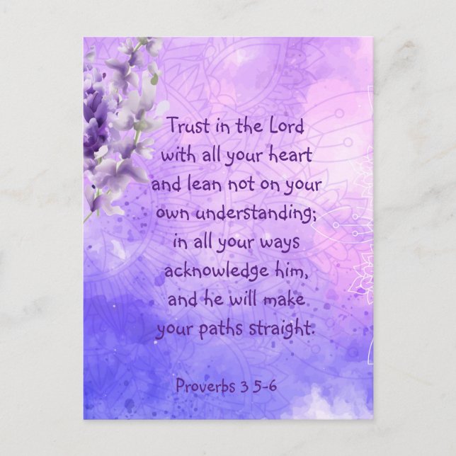 Postal Lavender Purple Garden Flower Bible Scripture  (Anverso)