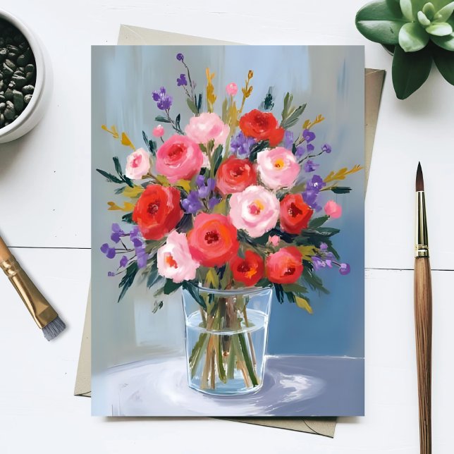 Postal Lavender Rose Bouquet | Flowers Painting Floral (Subido por el creador)