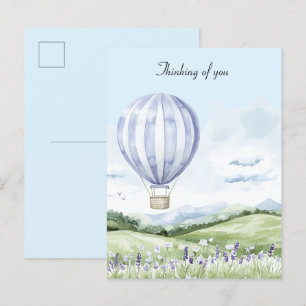 Postal Lavender Stripes Balloon Floral Pensar en ti