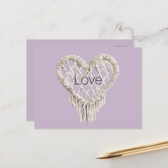 Postal Lavender White Heart Fringe (Anverso/Reverso In Situ)
