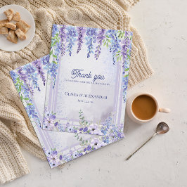 Postal Lavender Wisteria Floral Arch Wedding Thank You