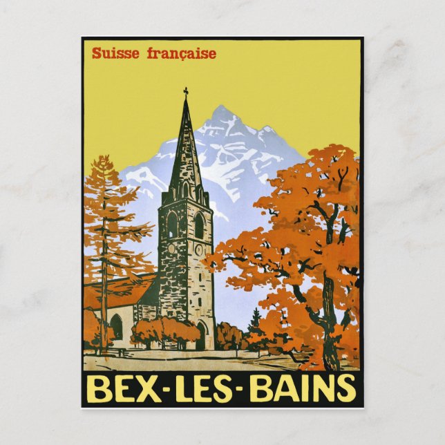 Postal Lavey les Bains, localidad de Suiza, añeja (Anverso)