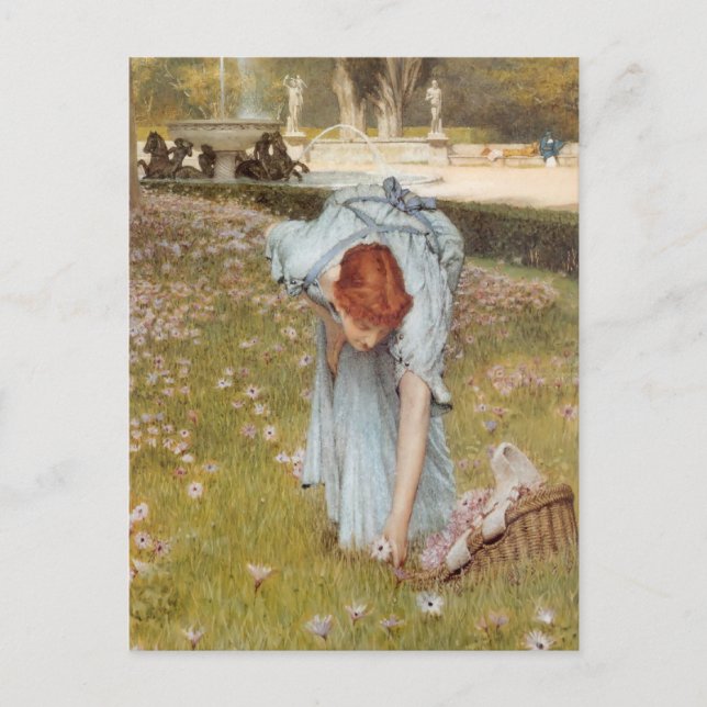 Postal Lawrence Tadema: Primavera de Flora en los jardine (Anverso)