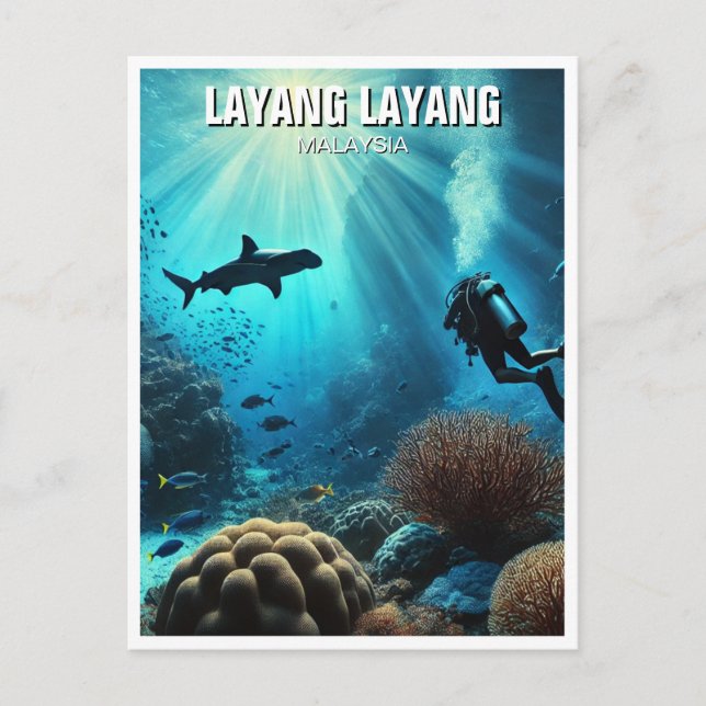 Postal Layang Layang Malaysia Scuba Diver Hammerhead (Anverso)