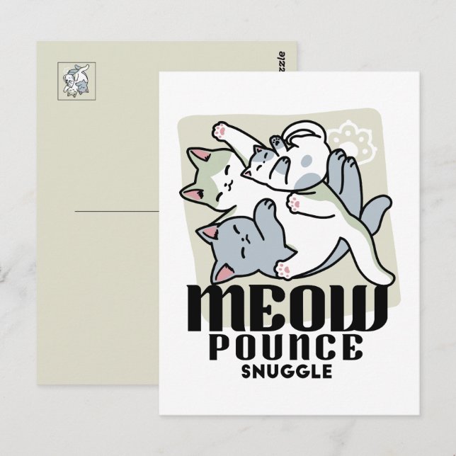 Postal Laze Furr Days - Diseño de gatos perezosos (Anverso / Reverso)