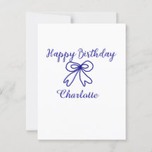 Lazo azul CUTIE AÑADE NOMBRE BEBÉ feliz cumpleaños