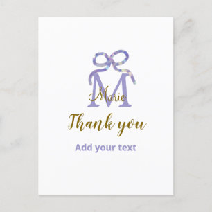 Postal Lazo de purpurina morada agregar letra de nombre m