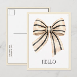Postal Lazo de rayas negras y crema Preppy