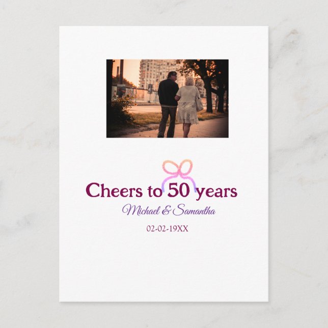 Postal Lazo rosa celebra 50 años de aniversario de boda  (Anverso)